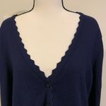 Isaac Mizrahi  | navy blue scalloped edge cardigan Photo 3