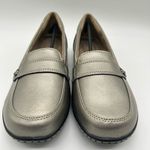 IUY‎ Loafers Womens 10 Silver Leather Casual Slip On Penny Loafers Comfort NEW Photo 0