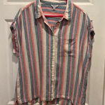 Orvis  Classic Collection Womens XL Striped Short Sleeve Button Down‎ Shirt Linen Photo 0