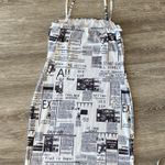 SheIn Newspaper print bodycon fitted mini dress white black Small Photo 9