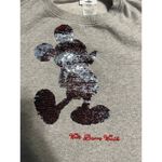 Disney  Parks Crewneck Sweatshirt Small Sequin Mickey Mouse Gray Pullover Cropped Photo 4
