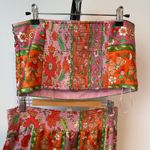 HOUSE OF HARLOW 1960 Womens M Floral Print Smocked Tube Top Wide Leg Pants Set Pink Size M Photo 7