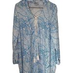 Charlie Holiday Womens Swim Cover Up Long Sleeve Tassel Hooded Blue Size 6 Photo 1