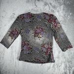 IN Studio Shirt Women Large Black Purple Geometric Floral Wrap Vintage 2000s Y2K Photo 2