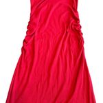 Michael Stars Evereve One Shoulder Stretch Dress Red Ribbed Ruching Size XL Photo 3