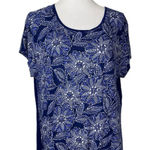 Dress Barn  Tee Shirt Scoop Neck Burnout Blue White Floral Women’s Size XL Photo 0