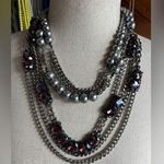 Rsvp Midnight Floral Silver Faux Pearl Multilayered Necklace Photo 0