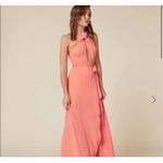 Reformation  Coral Halter Maxi Dress Keyhole‎ Cutout Formal Occasion Party Photo 1