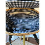 Vintage Wicker Basket Purse with Black Faux Croc Leather Trim & Gingham Lining Brown Photo 9