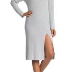 Abound New  Mock Neck Midi Ribbed Long Sleeve Slit Sweater Dress Grey Photo 0