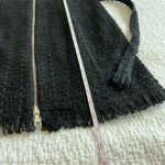 Bardot ✨  Boucle Tweed Zip Front Frayed Hem Dress Medium 8 Black Photo 11