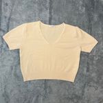 John Galt Brandy Melville Cream Cropped Sweater V Neck Tee Top Preppy Photo 1