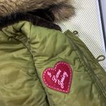 Juicy Couture Y2K EUC Olive Green Bomber Jacket Fur Hood Zip Detail Photo 4