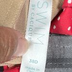 Cacique Women's  Ruched Bandeau Coral White Polka Dot Swimsuit Size 38D EUC #5036 Photo 7