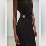 ZARA  NWT black o ring side cutout draped ruched midi dress Photo 3