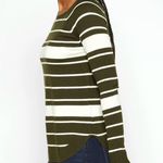 Pink Clover New Valencia Curved Hem Striped Sweater Olive Green Ivory Size XXL Photo 1