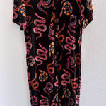 Farm Rio Snake Jumpsuit Womens Small Black Collared Resort Tropical Vacation Photo 0