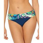 Bleu Rod Beattie  Banded Hipster Bikini Bottom Sarong Palm Print Navy Blue 8 Photo 0
