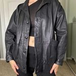 Black leather jacket with a boxy bomber fit Size L Photo 0