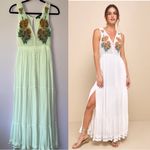 Lulus  XXS Maxi Dress White Embroidered Floral Vacation Cottage Coastal Boho Photo 1