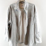 Aerie  Long Sleeve Button Up Sweatshirt Shirt Shacket Gray Medium Photo 0