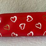Kate Spade : Red Heart-Print Brushtone Pencil holder/Makeup holder- Gold Tone Photo 0