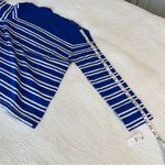Talbots  blue white stripe mock neck long sleeve shirt Medium Photo 9