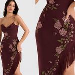 House Of CB HOUSE OF‎ CB 'Eloisa' Wine Embroidered Midi Dress NWOT size S Photo 9