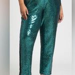 Eloquii High Rise Tapered Sequin Pants Verdant Green Cocktail Party Photo 0