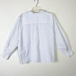 Vince  White Bar Stripe Swing Front Pullover Long Sleeve Shirt Top Size L Photo 2