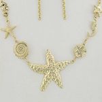 GOLD TONE SEA LIFE THEME NECKLACE & EARRING SET Photo 2