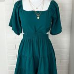 Amazon Green Teal Open Back Side Cut Outs Casual Summer Dress Size M Photo 0
