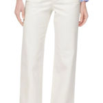 NWD J.Crew Factory Slim Wide Leg White Sailor Jeans Gold Buttons Women Sz 28P Photo 0