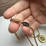 Talbots Clear Rhinestone Two Tone Pendant Gold Tone Chain Necklace Signed Photo 3