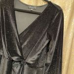 Trixxi Black Rainbow Glitter Sparkly Pinstripe Velvet Long Sleeve Mini Dress, L Photo 3