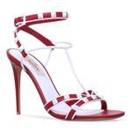 Valentino Garavani Valentino women’s Free Rockstud red leather ankle strap sandal size IT 36 US 6 Photo 0