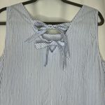 J.Crew  Woman's Size Medium‎ Peplum Top Blue White Stripe Bow Detail Cotton Photo 5