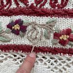 EXPRESS  Women's Vintage Chunky Knit Floral Embroidered Sweater Size M Photo 3