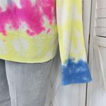 Crown & Ivy  Neon Tie Dye Oversized Sweater Yellow Pink Blue Large Lightweight Photo 5