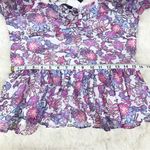 French Connection  Floral Halter Peplum Top Smocked Pink Purple Size Large New‎ Photo 13