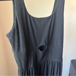 Black Sleeveless Jumpsuit Pockets Women’s Large Cutout Stretch Zipper Photo 4