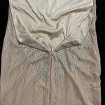 Rhinestone Open Back Mini Dress Slim Fit Mock Neck Backless Long Sleeve Tan Dress Party Dress Prom Wedding Size XS Photo 8