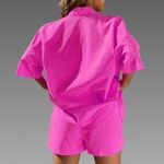 NWT Hot pink casual 2 pc short/button up top set. Small Photo 2