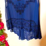 Free People  Navy Blue Sheer Beaded Run With It Tank Top Photo 5