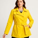 London Fog Womens Bright Yellow Trench Rain Coat XG XL Belted Double Breasted Photo 0