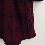 a.n.a . XXL Plaid Flannel Embroidered Shirt Dress in Black Maroon Plus Photo 10