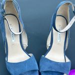 ZARA Women’s Blue Suede Platform Ankle Strap High Heels US 37 Open Toe Pumps Photo 4