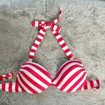 Mossimo Supply Co MOSSIMO Halter Bikini Top Hot Pink Stripes Padded removable U-Hook back, Sz Lg Photo 1