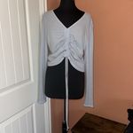 Wild Fable Baby Blue Waffle Scrunch Long Sleeve Crop Top Photo 1