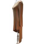 NWT 24seven Comfort Apparel Tan High Low Long Sleeve Round Neck Dress Size Small Photo 2